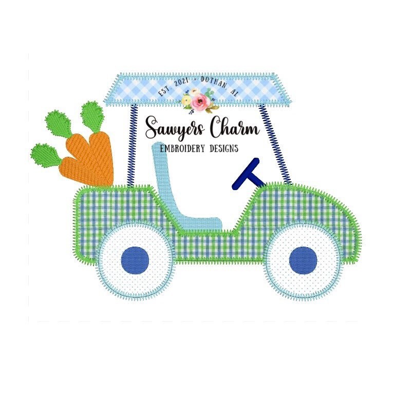 BUNDLE Boy and girl Golf cart all holidays zigzag machine embroidery applique design file, Valentine's, Shamrocks, patriotic, Easter, fall