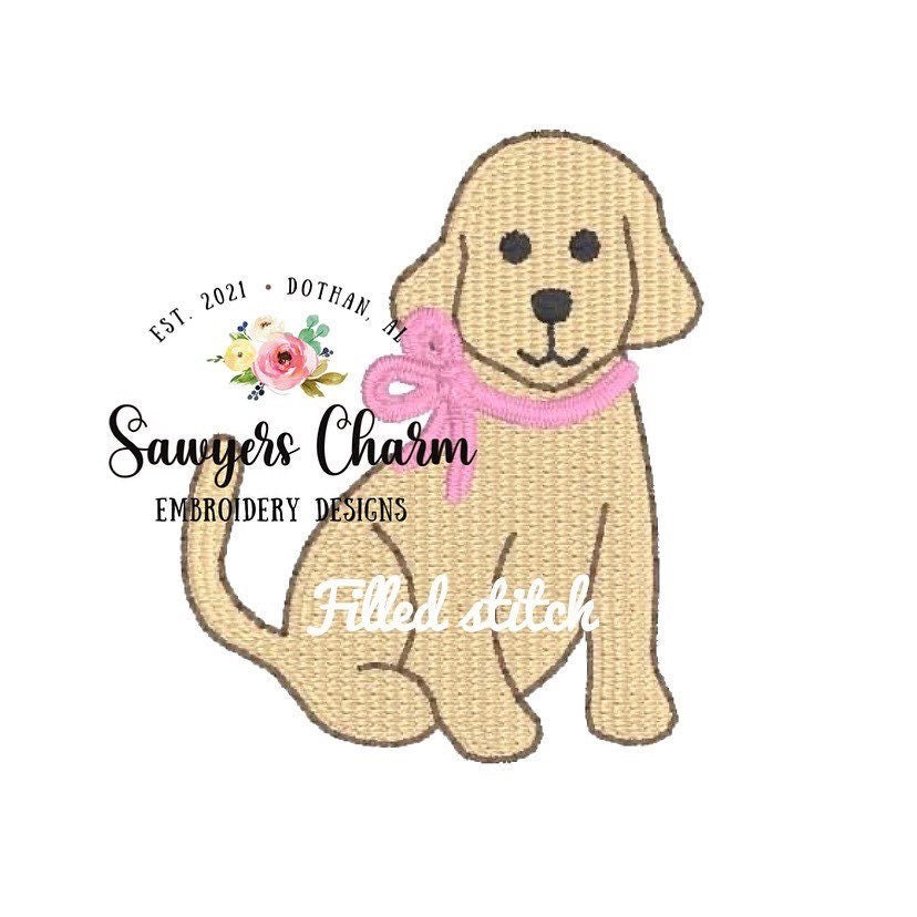 BUNDLE Puppy/dog sketch and filled stitch mini machine embroidery design file, comes with girl and boy version