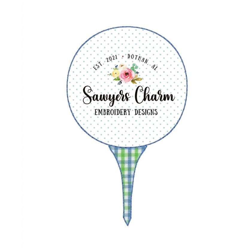 BUNDLE Girl AND boy golf ball tee (with & without bow) machine embroidery applique design file, sketch, zigzag, and bean stitch