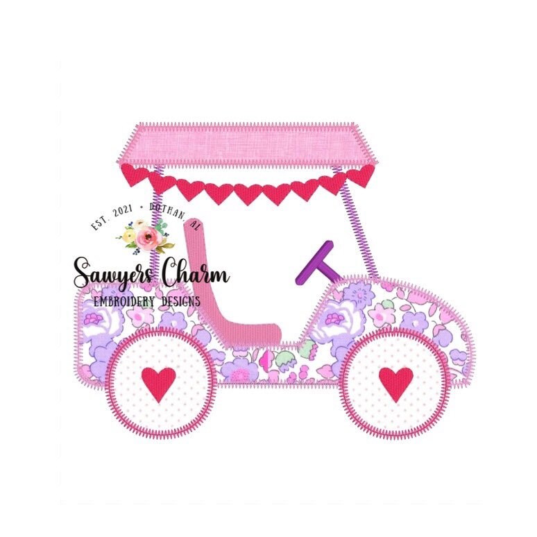 BUNDLE Boy and girl Golf cart all holidays zigzag machine embroidery applique design file, Valentine's, Shamrocks, patriotic, Easter, fall