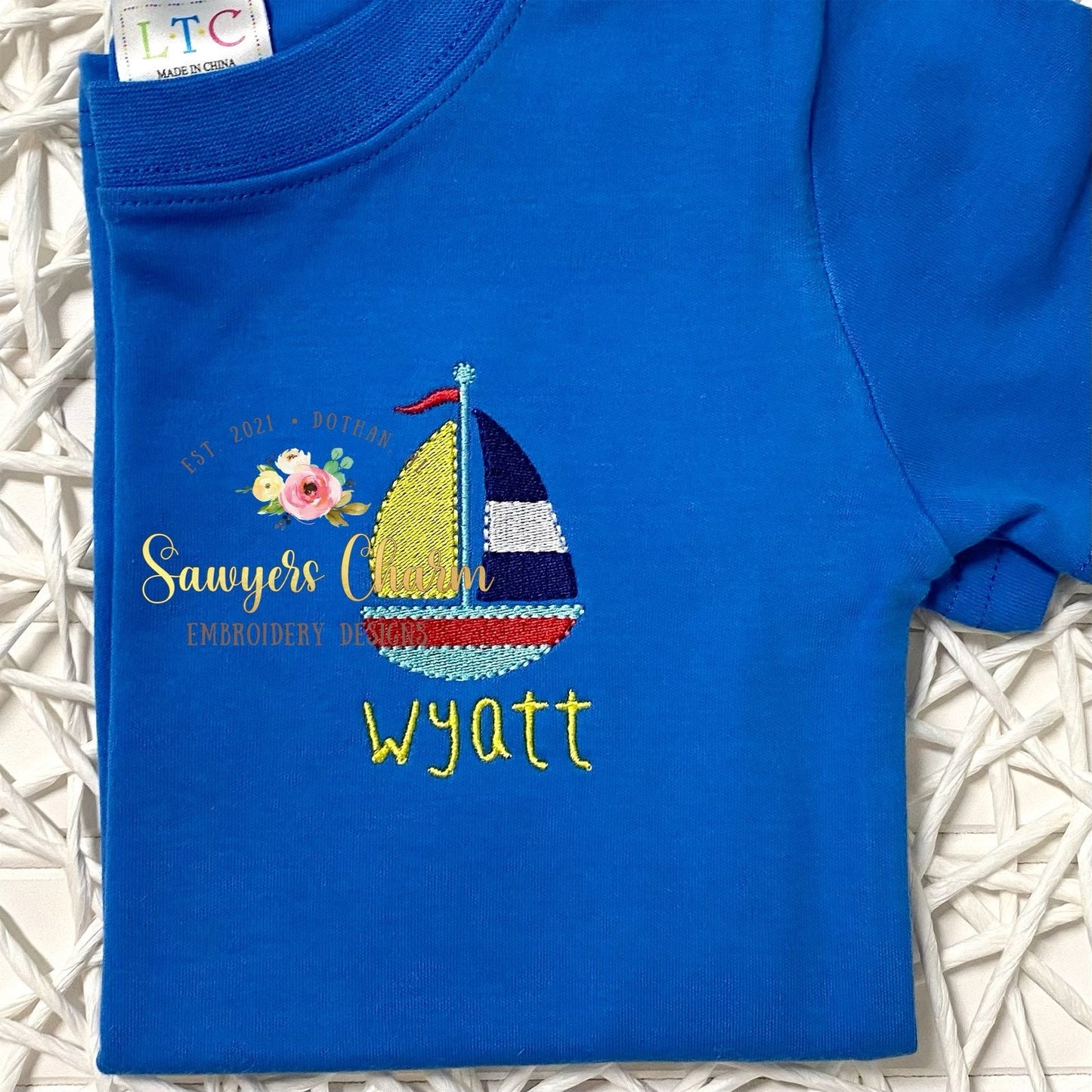 BUNDLE Mini fill sailboat with and without bow machine embroidery design file, quick stitch, summer, nautical, perfect for monograms