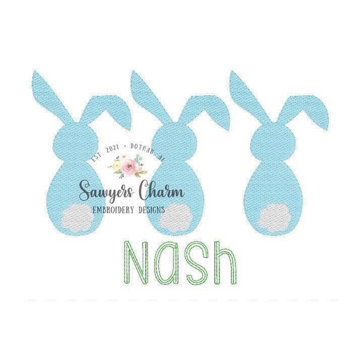 BUNDLE Girl and boy Easter bunny trio sketch machine embroidery design file, quick stitch, with and without bows