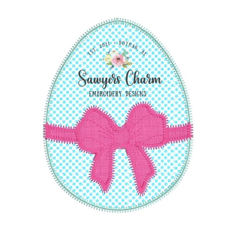 BUNDLE Girl and boy Easter egg with and without bow zigzag stitch machine applique embroidery design file, quick stitch