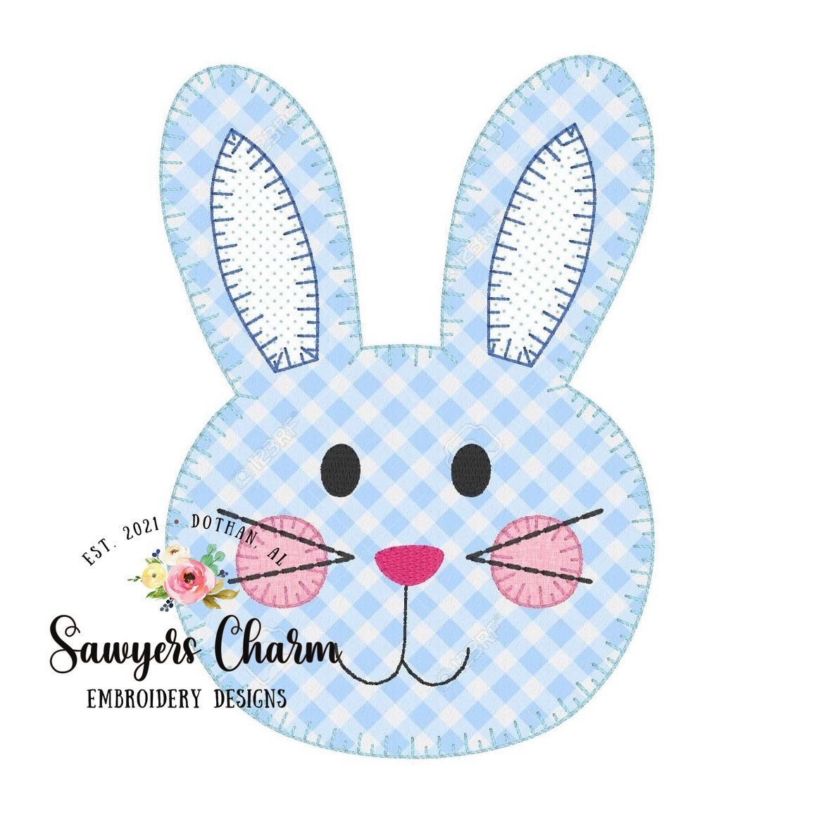 BUNDLE Girl and boy Easter bunny blanket stitch machine applique embroidery design file, quick stitch, with and without bows
