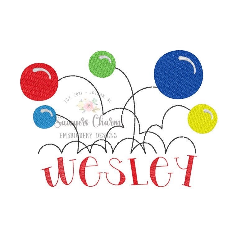 BUNDLE Bouncy balls sketch and zigzag applique, machine embroidery design file, quick stitch, bean stitch, bouncing balls