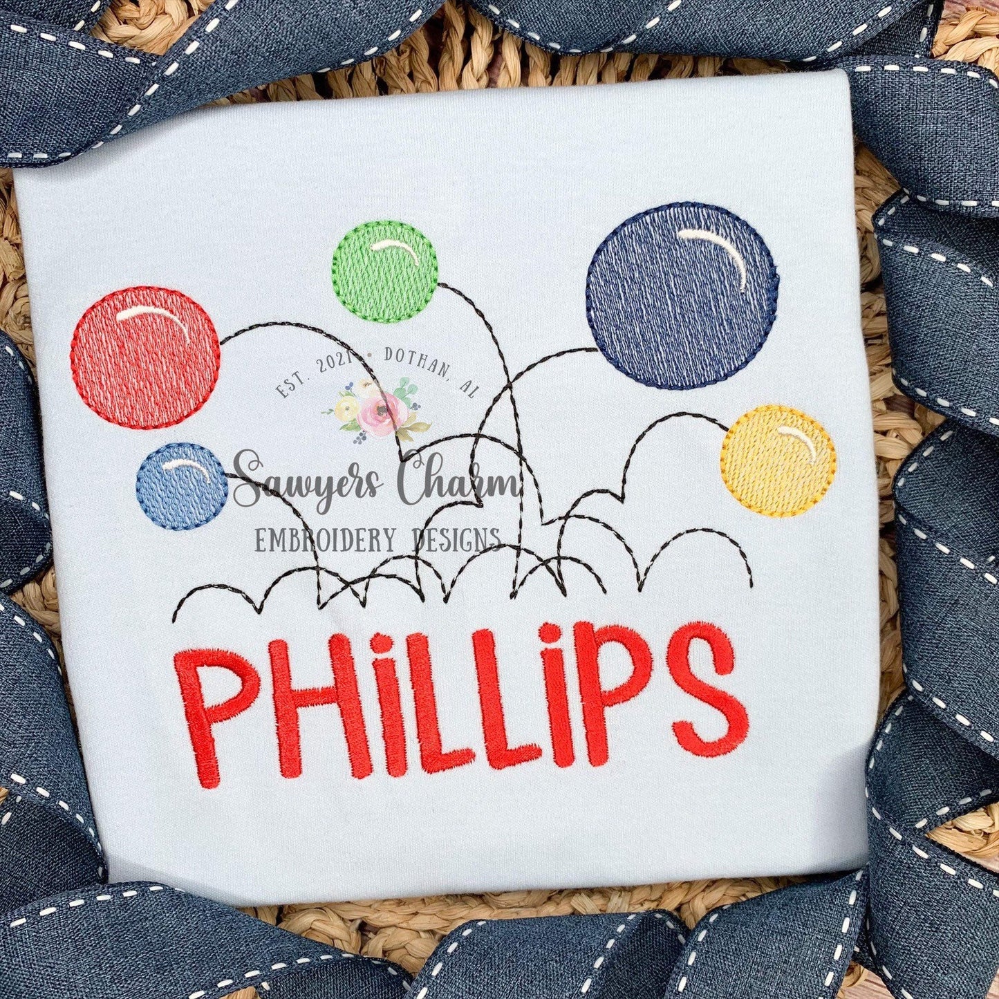 BUNDLE Bouncy balls sketch and zigzag applique, machine embroidery design file, quick stitch, bean stitch, bouncing balls