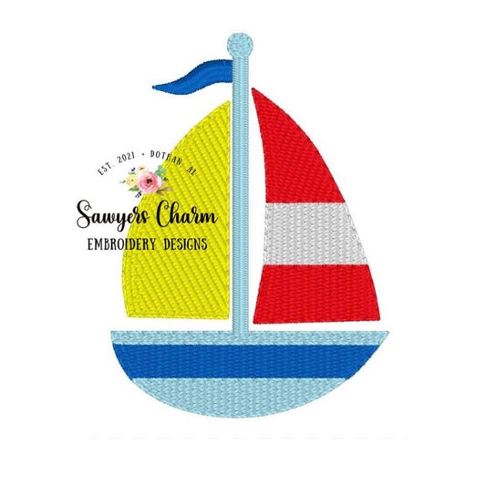 BUNDLE Mini fill sailboat with and without bow machine embroidery design file, quick stitch, summer, nautical, perfect for monograms