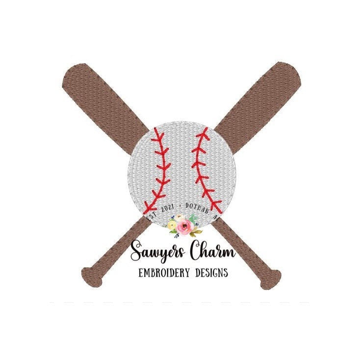 Mini fill baseball bats and ball machine embroidery design file, quick stitch, summer, sports, perfect for monograms