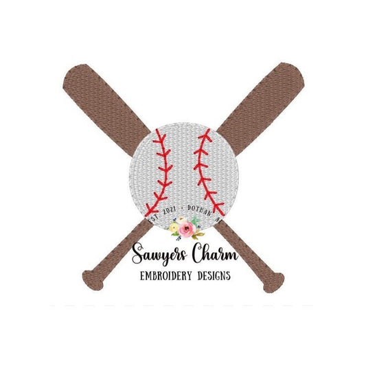 Mini fill baseball bats and ball machine embroidery design file, quick stitch, summer, sports, perfect for monograms