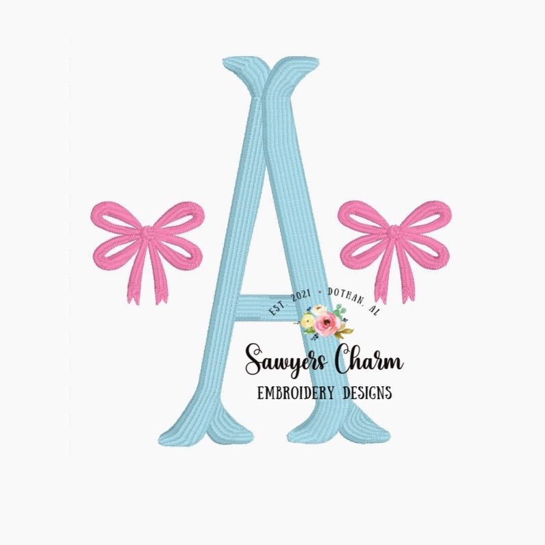 Mini fill bow machine embroidery design file, quick stitch, perfect for monograms, add on