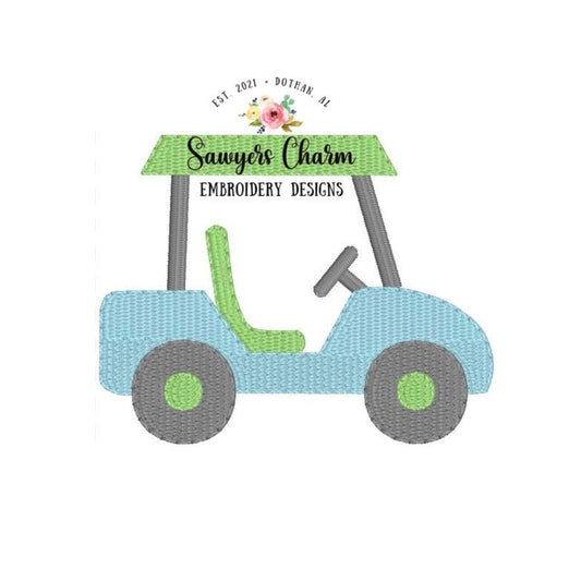 BUNDLE Boy and girl mini fill golf cart, with and without bow, machine embroidery design file, quick stitch, perfect for monograms