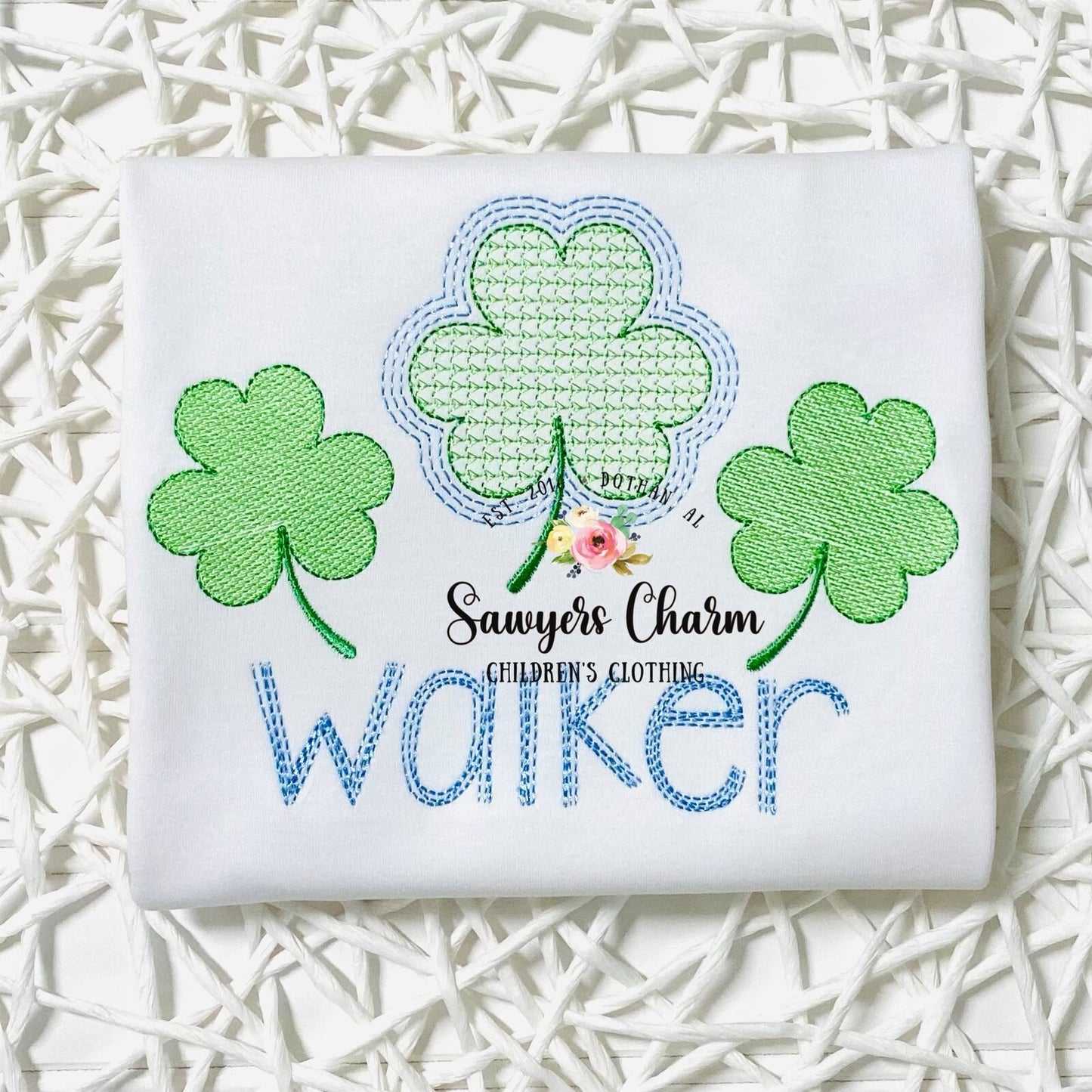 BUNDLE St. Patrick's Day shamrock clover trio machine sketch embroidery design file, quick stitch, bean stitch, with and without bows