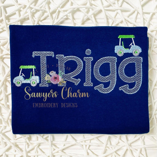 BUNDLE Boy and girl mini fill golf cart, with and without bow, machine embroidery design file, quick stitch, perfect for monograms