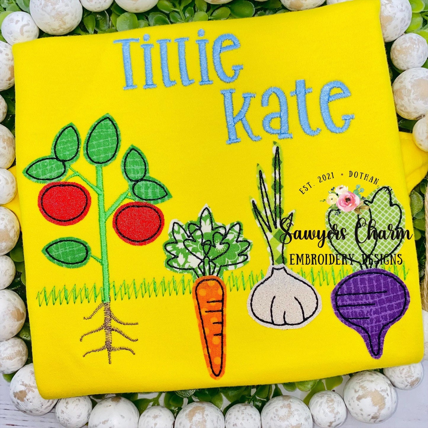 Vegetable garden bean stitch applique machine embroidery design file, quick stitch, fruit, veggies, summer and spring, gardening, plants