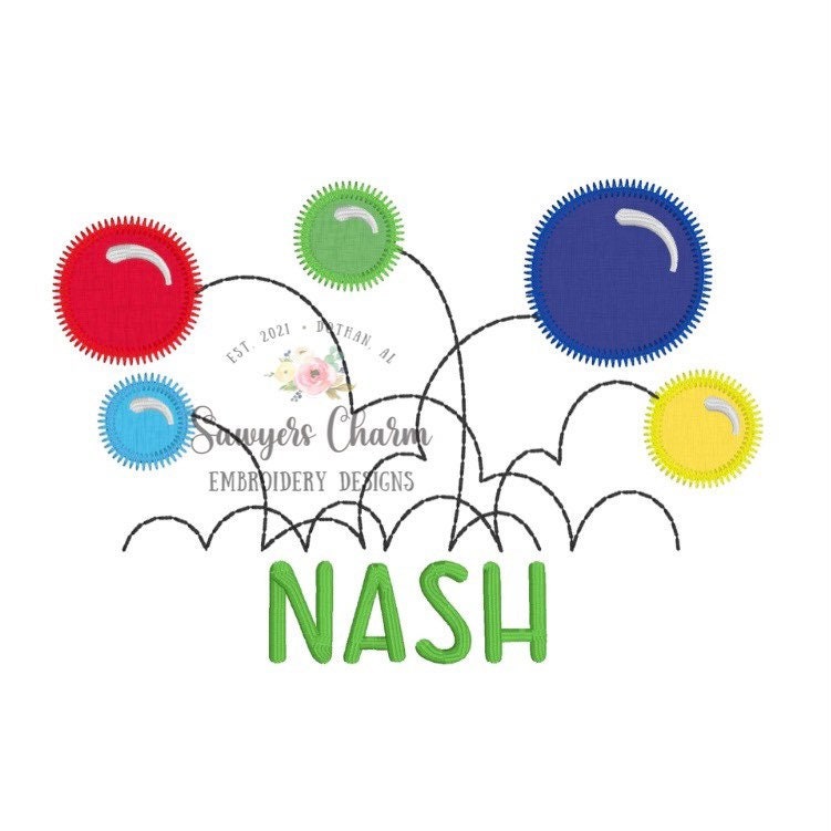 BUNDLE Bouncy balls sketch and zigzag applique, machine embroidery design file, quick stitch, bean stitch, bouncing balls