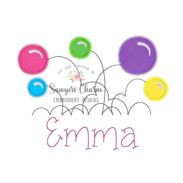 BUNDLE Bouncy balls sketch and zigzag applique, machine embroidery design file, quick stitch, bean stitch, bouncing balls