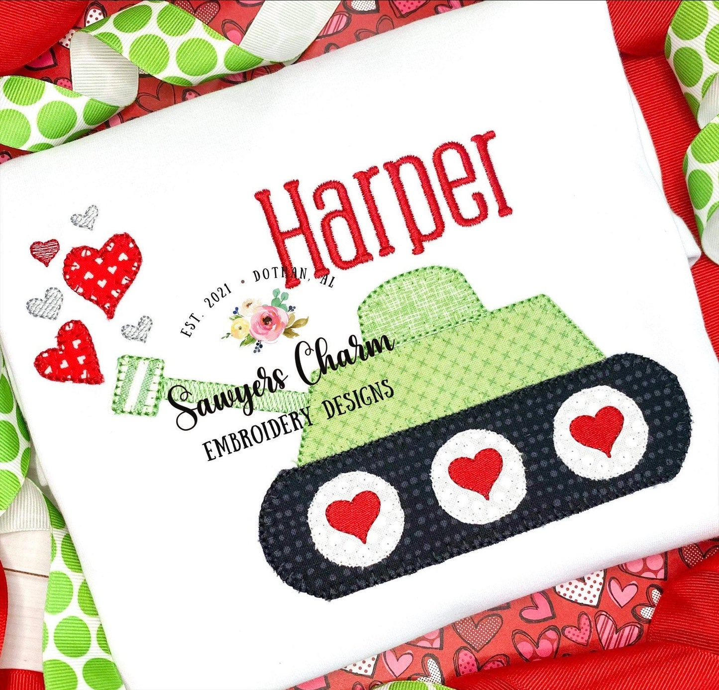 BUNDLE Valentine's Day sketch military army tank hearts AND blanket stitch applique machine embroidery design file, quick stitch
