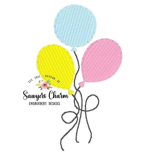 Mini filled balloons machine embroidery design file, quick stitch, bean stitch, celebration, perfect for name or monogram, birthday party