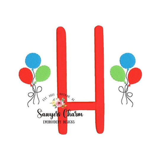 Mini filled balloons machine embroidery design file, quick stitch, bean stitch, celebration, perfect for name or monogram, birthday party