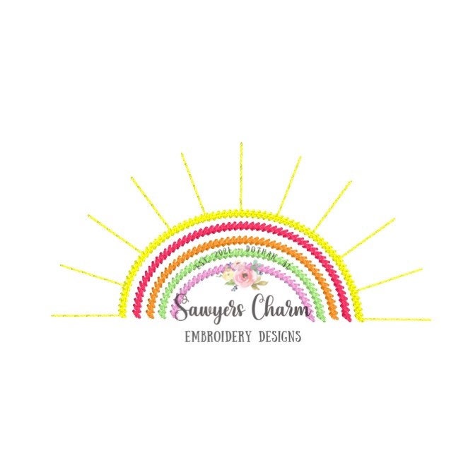 Mini sunshine stem stitch and bean stitch machine embroidery design file, quick stitch, you are my sunshine, rainbow, perfect for monograms