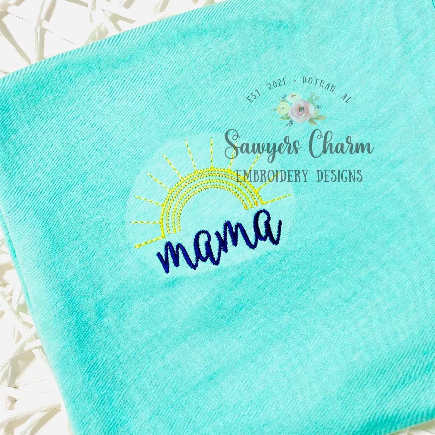 Mini sunshine stem stitch and bean stitch machine embroidery design file, quick stitch, you are my sunshine, rainbow, perfect for monograms