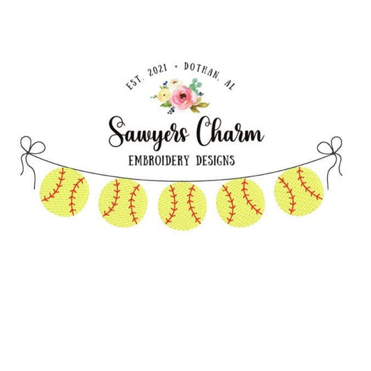 BUNDLE Sports baseball/softball bunting banner sketch fill design embroidery file, with and without bows, bean stitch, perfect for monograms