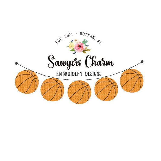 BUNDLE Sports Basketball/cheerleading bunting banner sketch design embroidery file, cheerleading pom poms, bean stitch, with and without bow