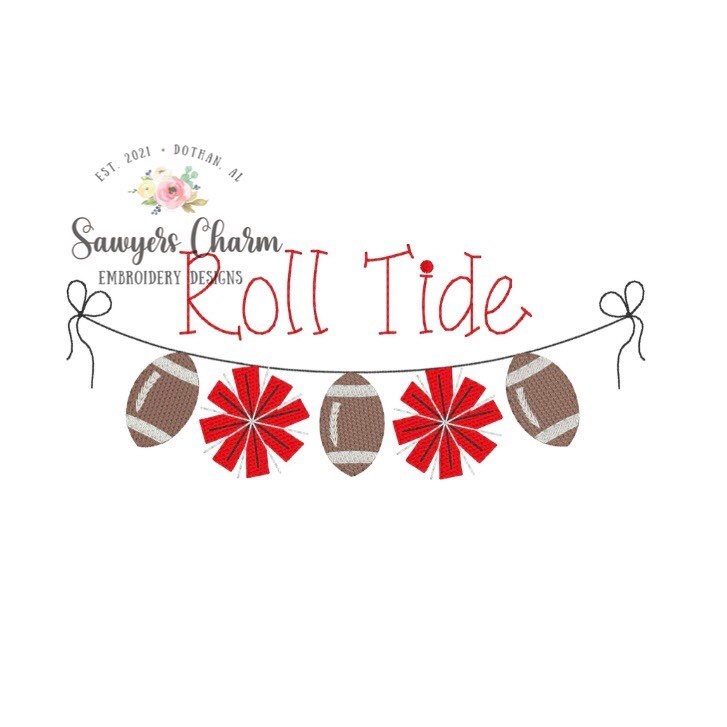 BUNDLE Sports Football/cheerleading bunting banner, sketch stitch embroidery design file, cheerleader pom poms, teams, college, mascots