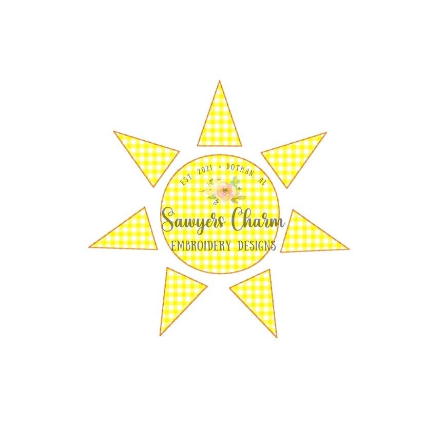 Sunshine bean stitch applique, machine embroidery design file, quick stitch, you are my sunshine, summer