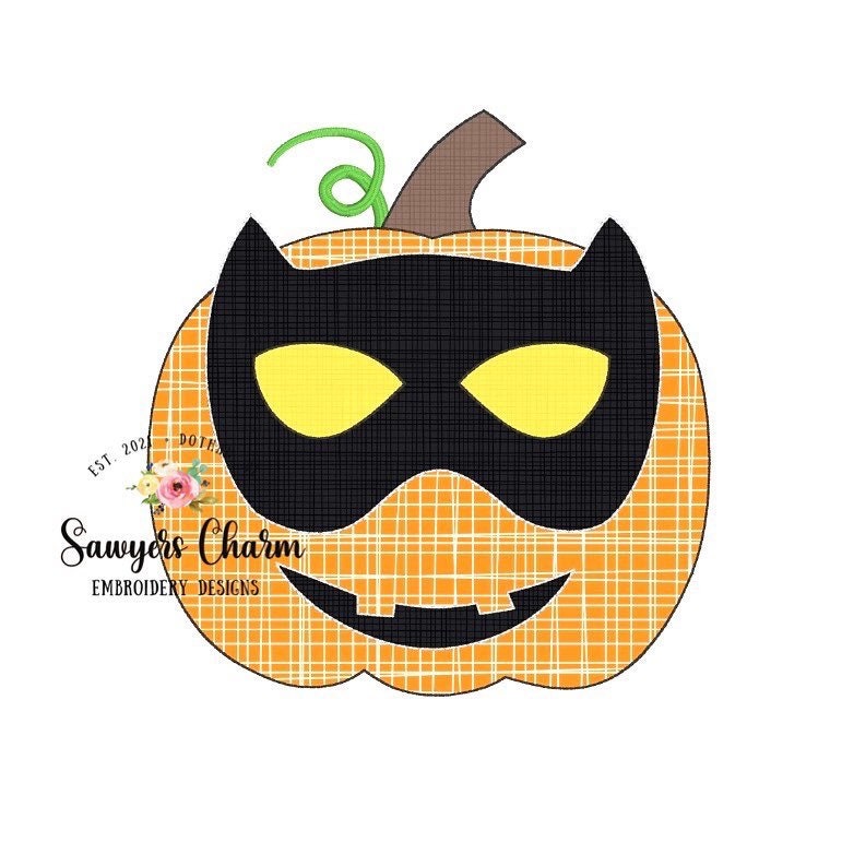 BUNDLE Superhero jackolantern pumpkin, bean stitch applique design file, fall halloween, spider, strong man, captain, ninja, bat hero, mask
