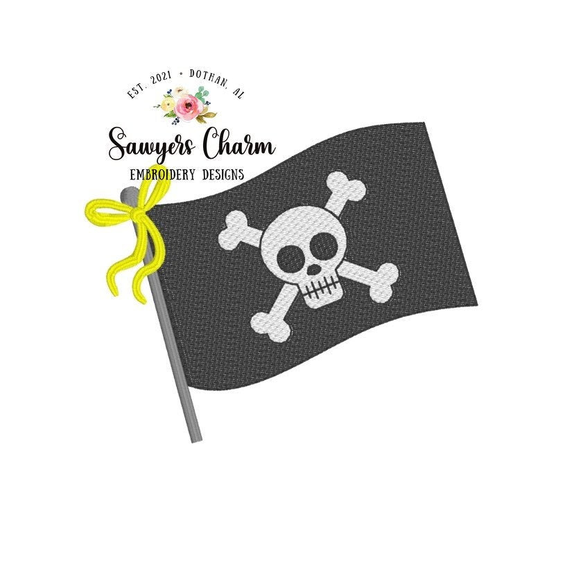 BUNDLE Pirate ship & skull flag, sketch stitch machine embroidery design file, quick stitch, beach, water vessel, pirates mascot, mini fill