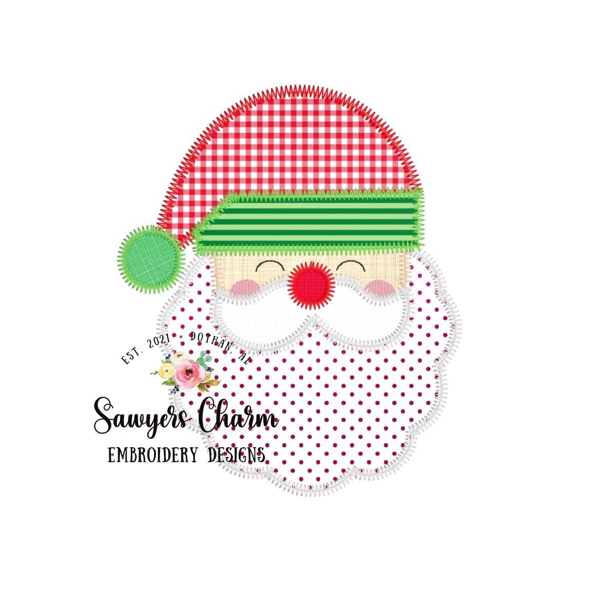 Santa Claus zig zag stitch applique, machine embroidery design file, quick stitch, Merry Christmas, holidays, winter, jolly, ho ho ho