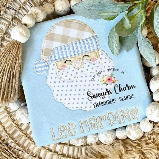 Santa Claus zig zag stitch applique, machine embroidery design file, quick stitch, Merry Christmas, holidays, winter, jolly, ho ho ho