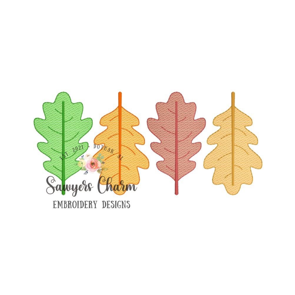 Row of fall leaves, sketch stitch embroidery design file, fall, halloween, fall leaves pumpkin patch, quick stitch bean stitch, thanksgiving