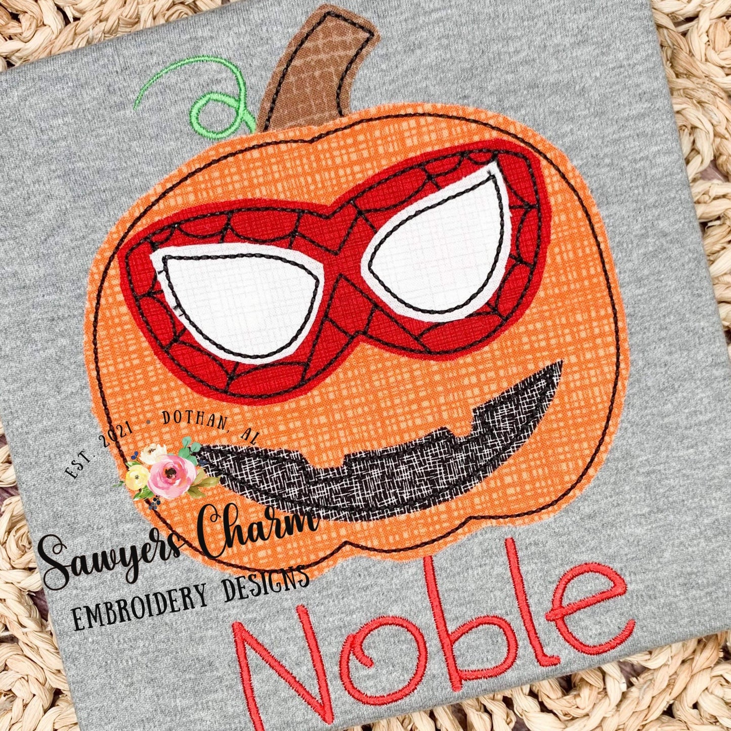 BUNDLE Superhero jackolantern pumpkin, bean stitch applique design file, fall halloween, spider, strong man, captain, ninja, bat hero, mask