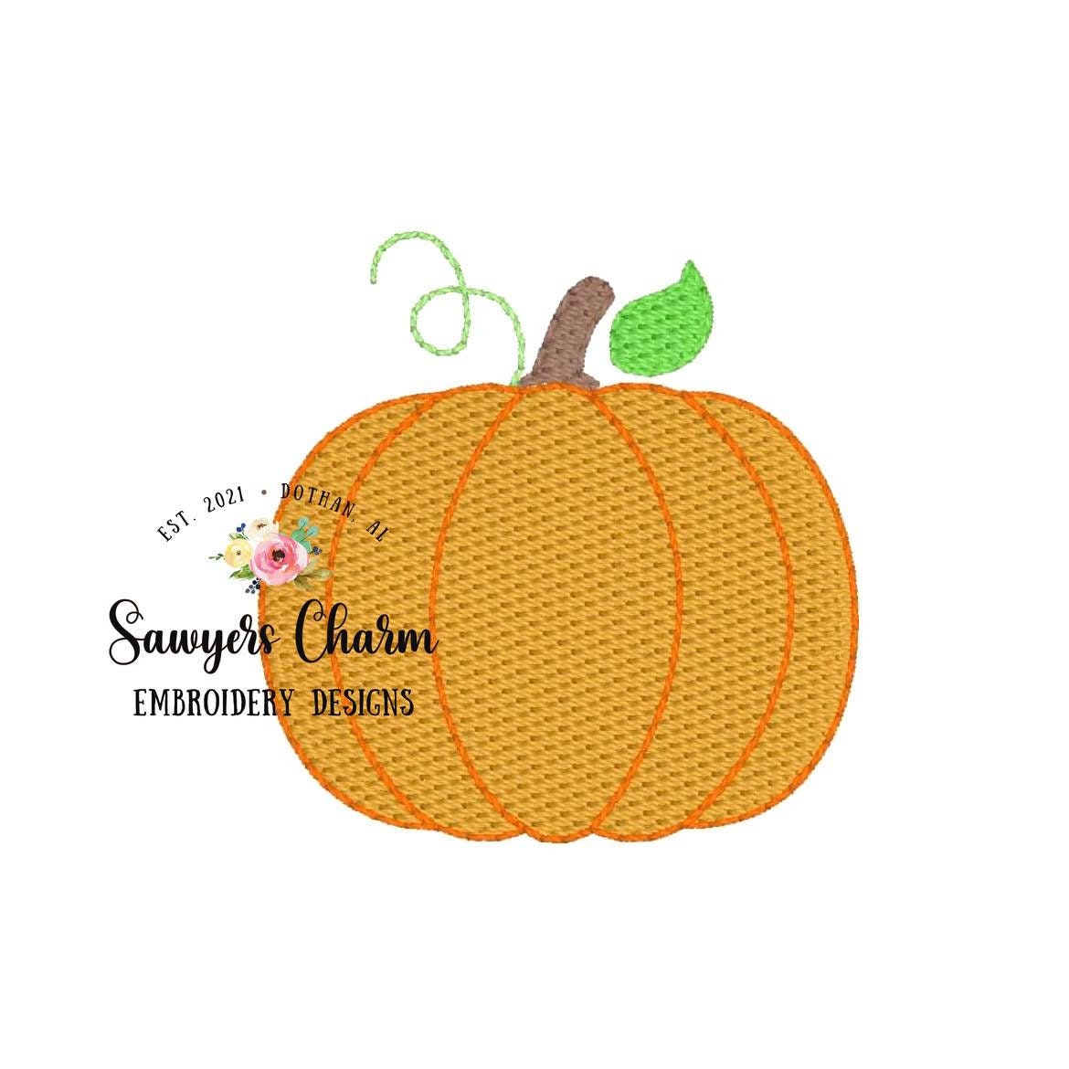 BUNDLE Shadow work mini pumpkin with & without bow, heirloom, sketch stitch embroidery design file, fall leaves, pumpkin patch, quick stitch