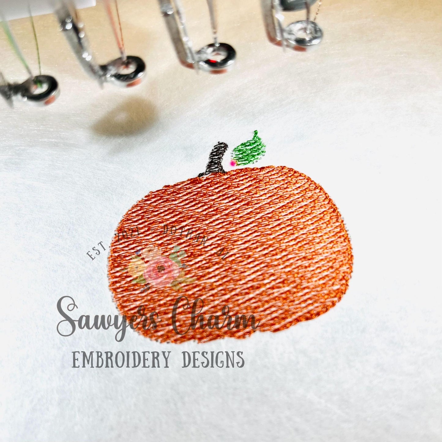 BUNDLE Shadow work mini pumpkin with & without bow, heirloom, sketch stitch embroidery design file, fall leaves, pumpkin patch, quick stitch