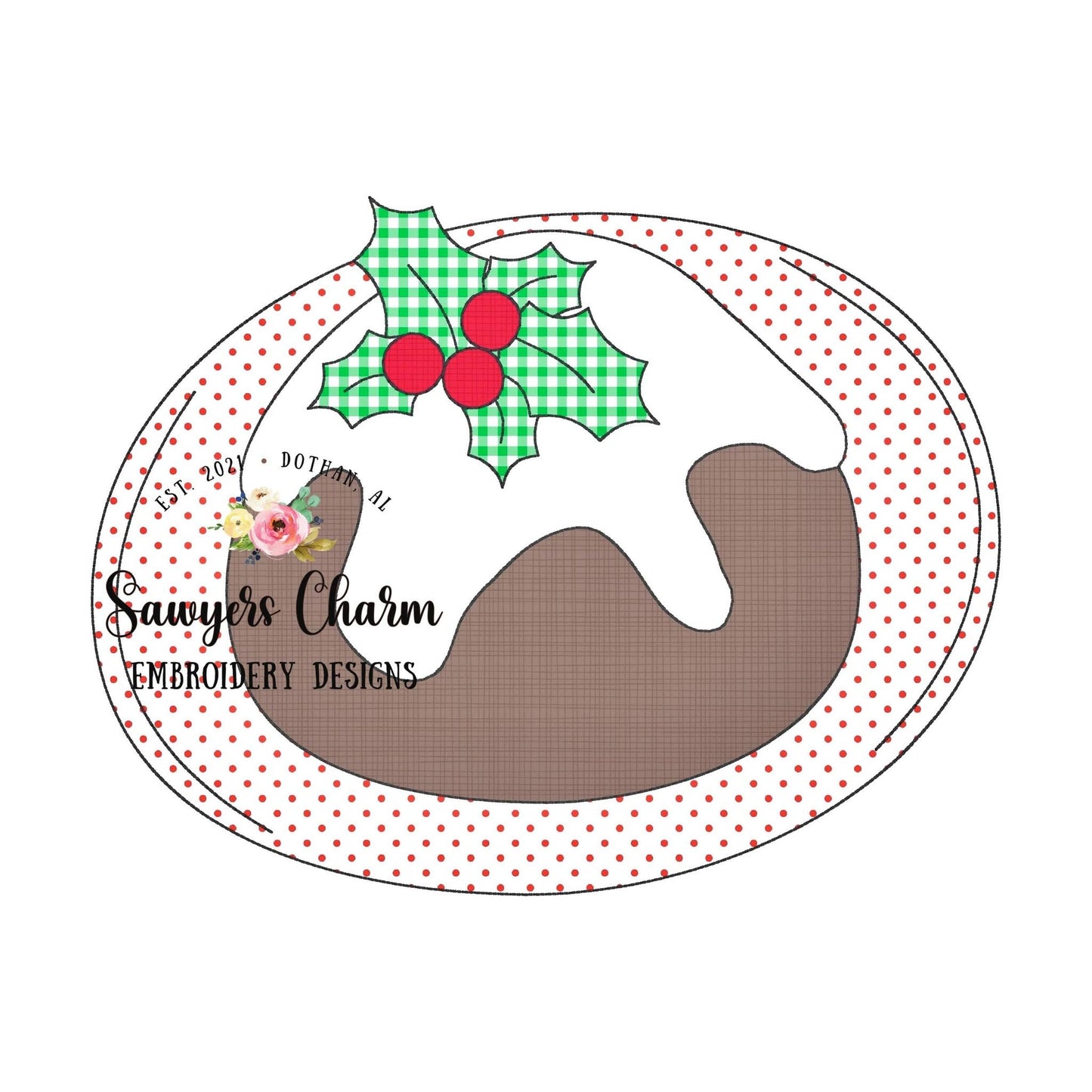 BUNDLE Christmas figgy pudding bean stitch machine applique/sketch embroidery design file, happy holidays, Merry Christmas, quick stitch