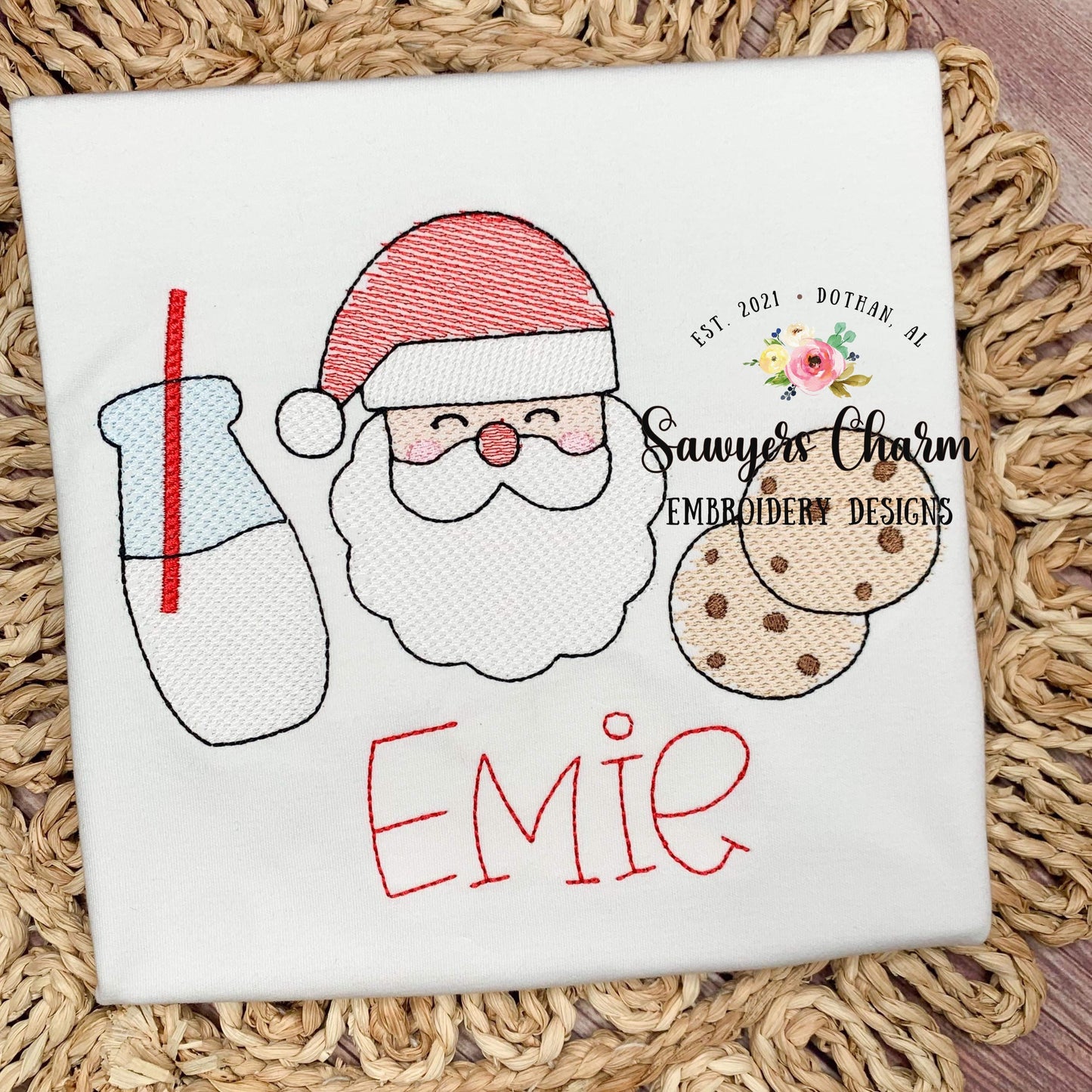 Santa Claus milk & cookies sketch stitch trio machine embroidery file, quick stitch, bean stitch, happy holidays, st. nick, Merry Christmas