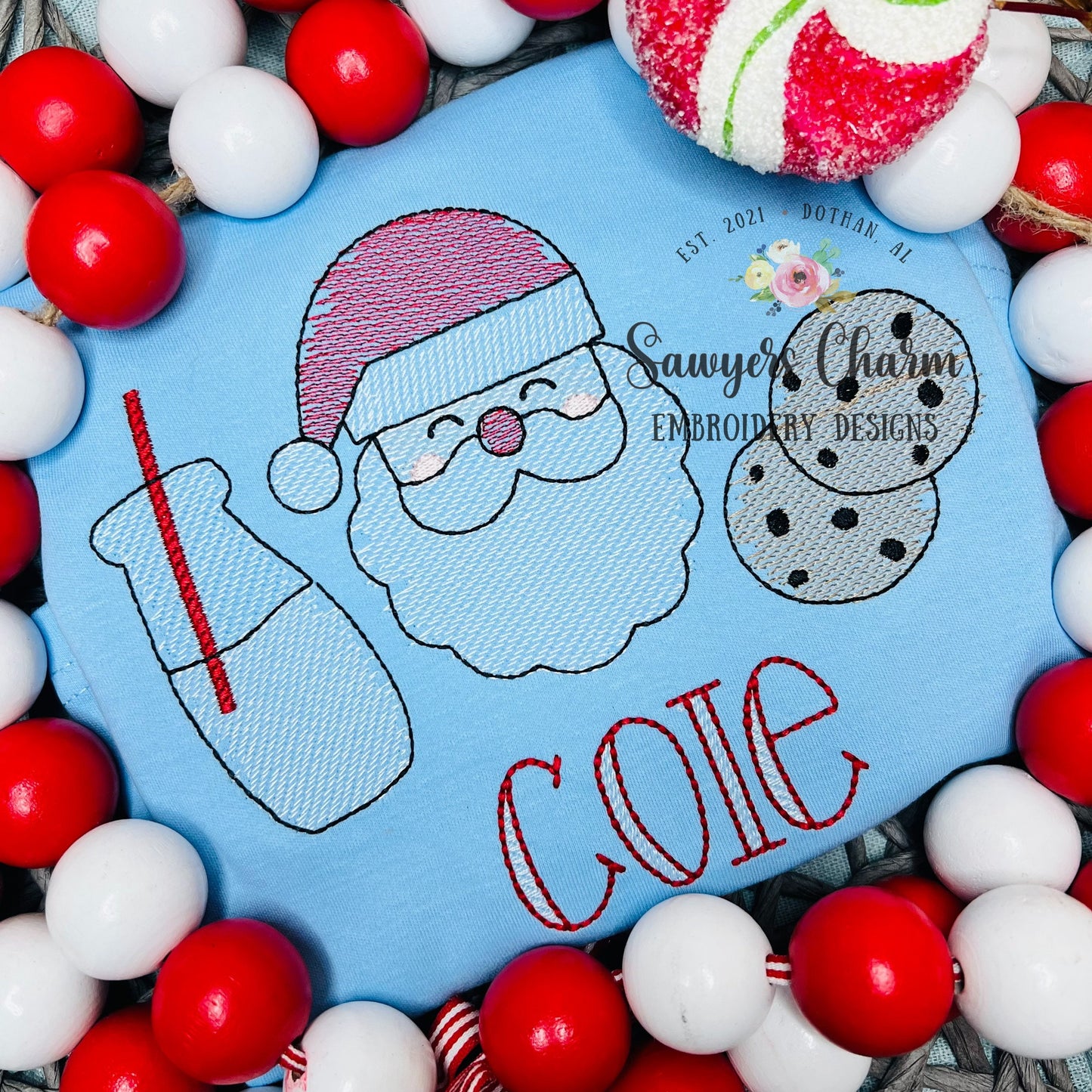 Santa Claus milk & cookies sketch stitch trio machine embroidery file, quick stitch, bean stitch, happy holidays, st. nick, Merry Christmas