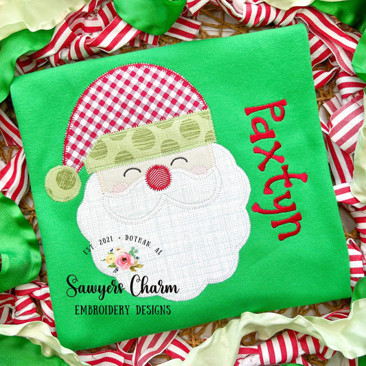 Santa Claus zig zag stitch applique, machine embroidery design file, quick stitch, Merry Christmas, holidays, winter, jolly, ho ho ho