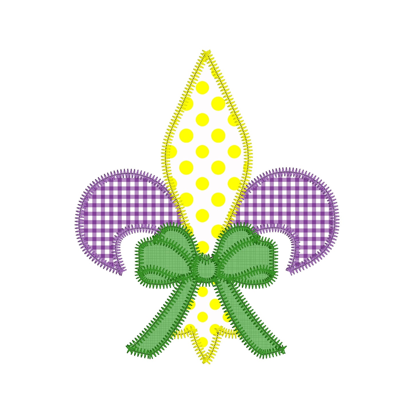 BUNDLE Mardi gras fleur de lis zigzag stitch applique, machine embroidery design file, with and without bow, quick stitch, new orleans