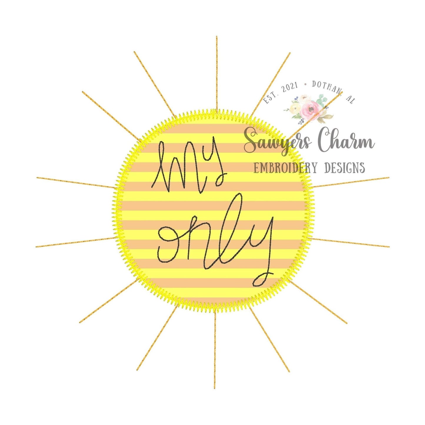 BUNDLE You are my Sunshine bean stitch & zig zag applique machine embroidery design file, quick stitch, summer, spring
