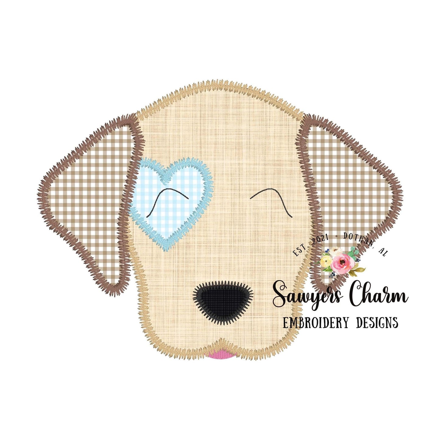 BUNDLE Puppy dog heart patch zig zag applique, machine embroidery design file, with & without bow, quick stitch, lab, XOXO Valentine's Day