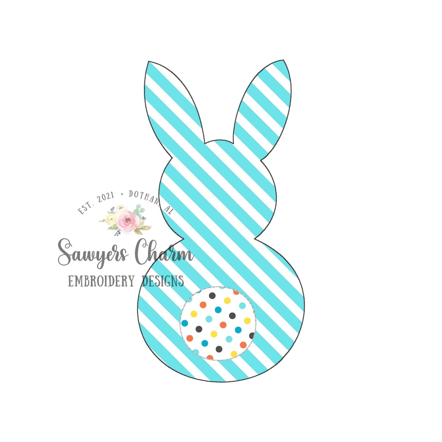 BUNDLE Easter bunny with & without bow bean stitch applique, machine embroidery design file, quick stitch, chenille yarn, egg hunt, rabbit
