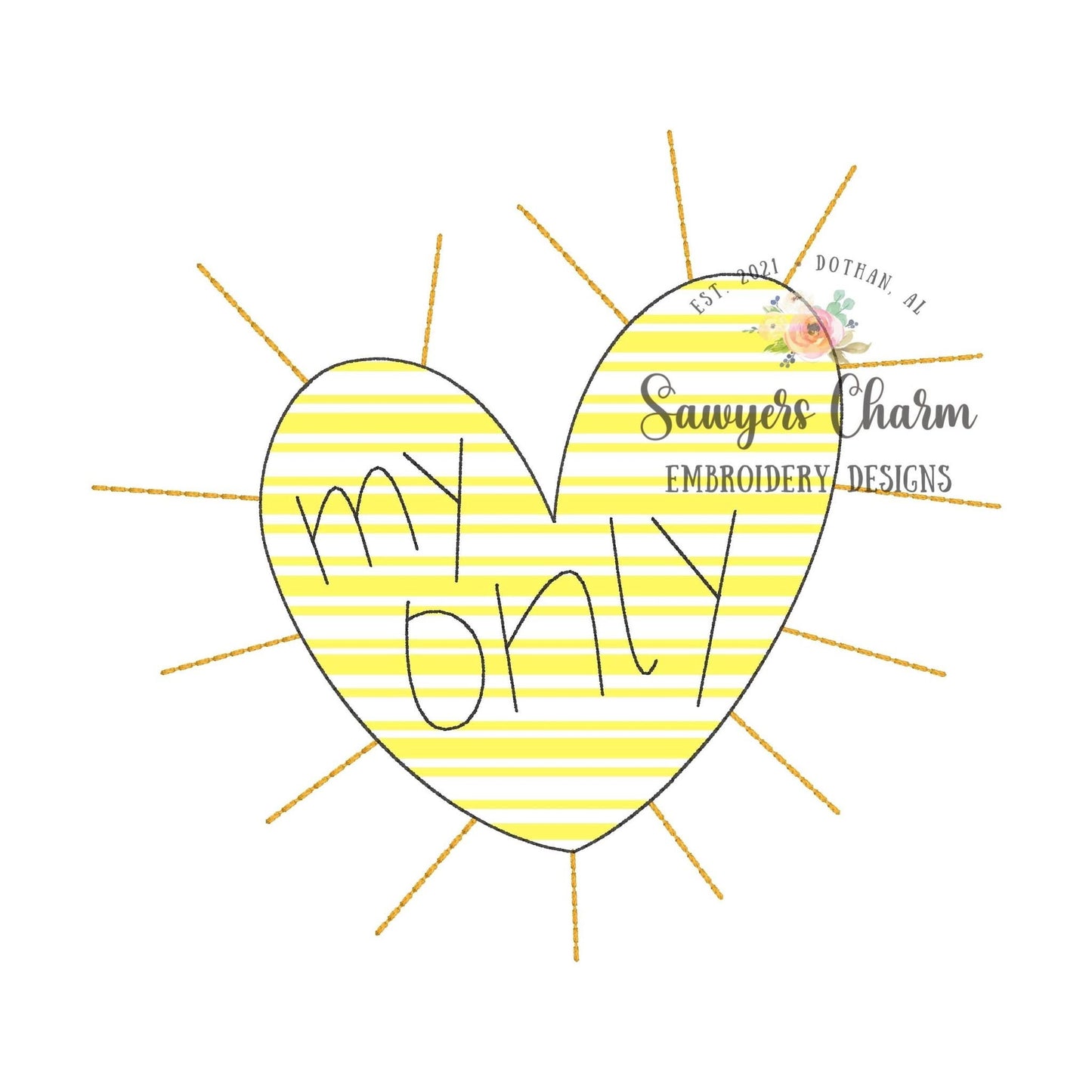 BUNDLE You are my Sunshine heart bean stitch & zig zag applique machine embroidery design file, quick stitch, summer, spring, love