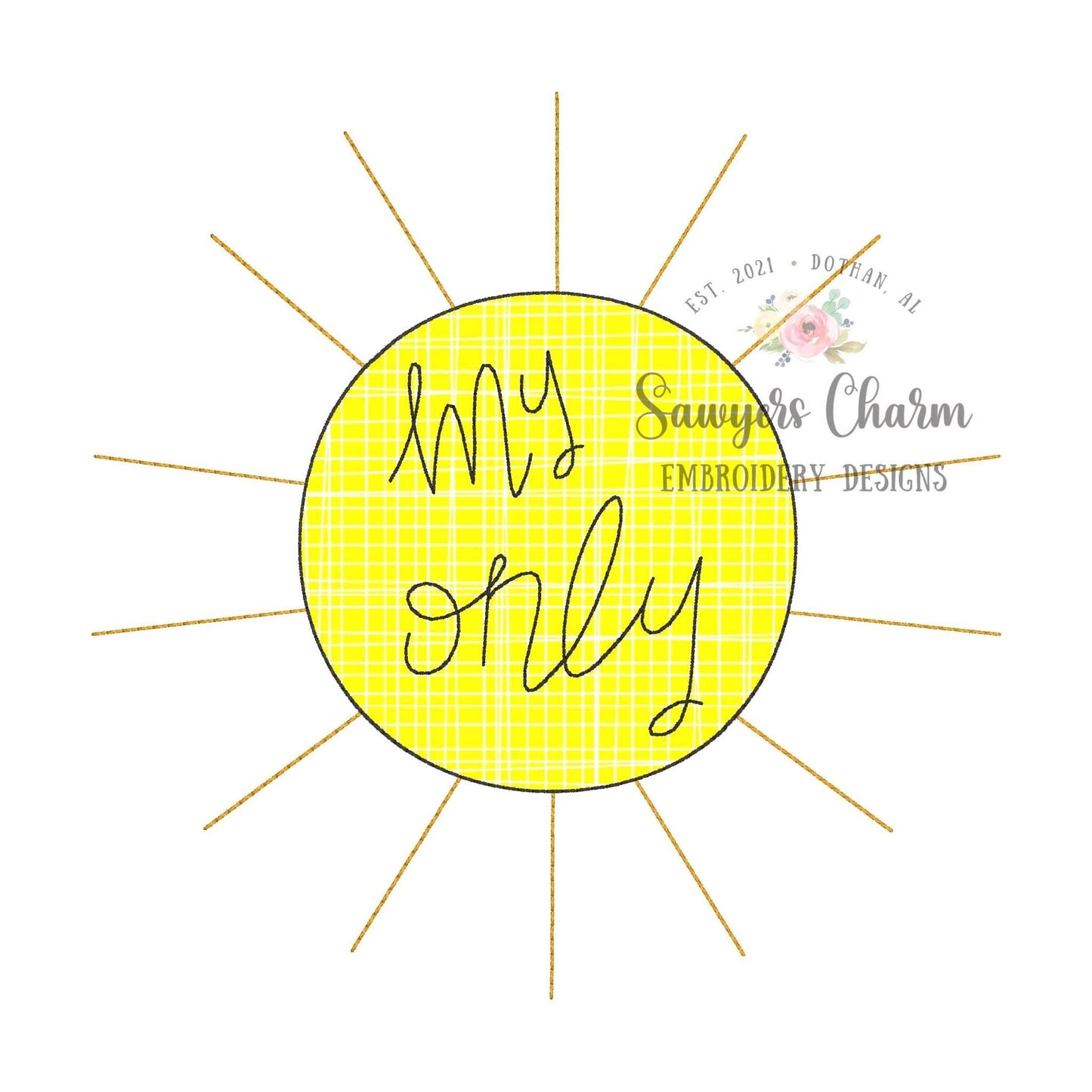 BUNDLE You are my Sunshine bean stitch & zig zag applique machine embroidery design file, quick stitch, summer, spring