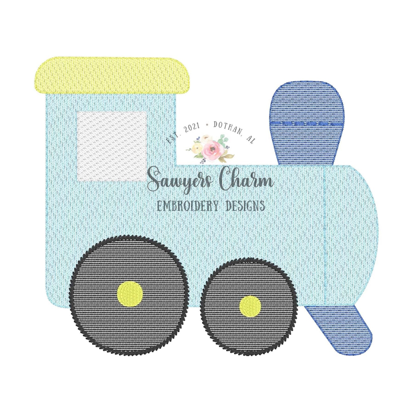 Train sketch stitch machine embroidery design file, quick stitch, smoke stack, train track, choo choo locomotive, baby boy, tracks