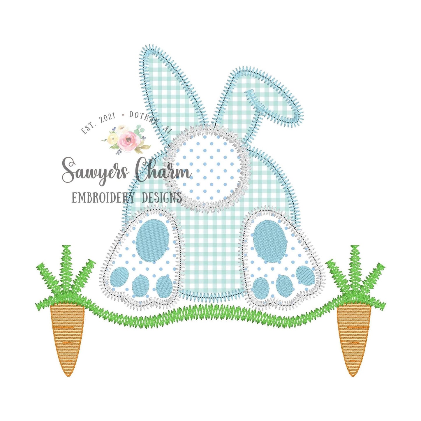 BUNDLE Easter bunny tail with & without bow grass carrots bean and zigzag stitch machine embroidery design file, egg hunt, rabbit, spring