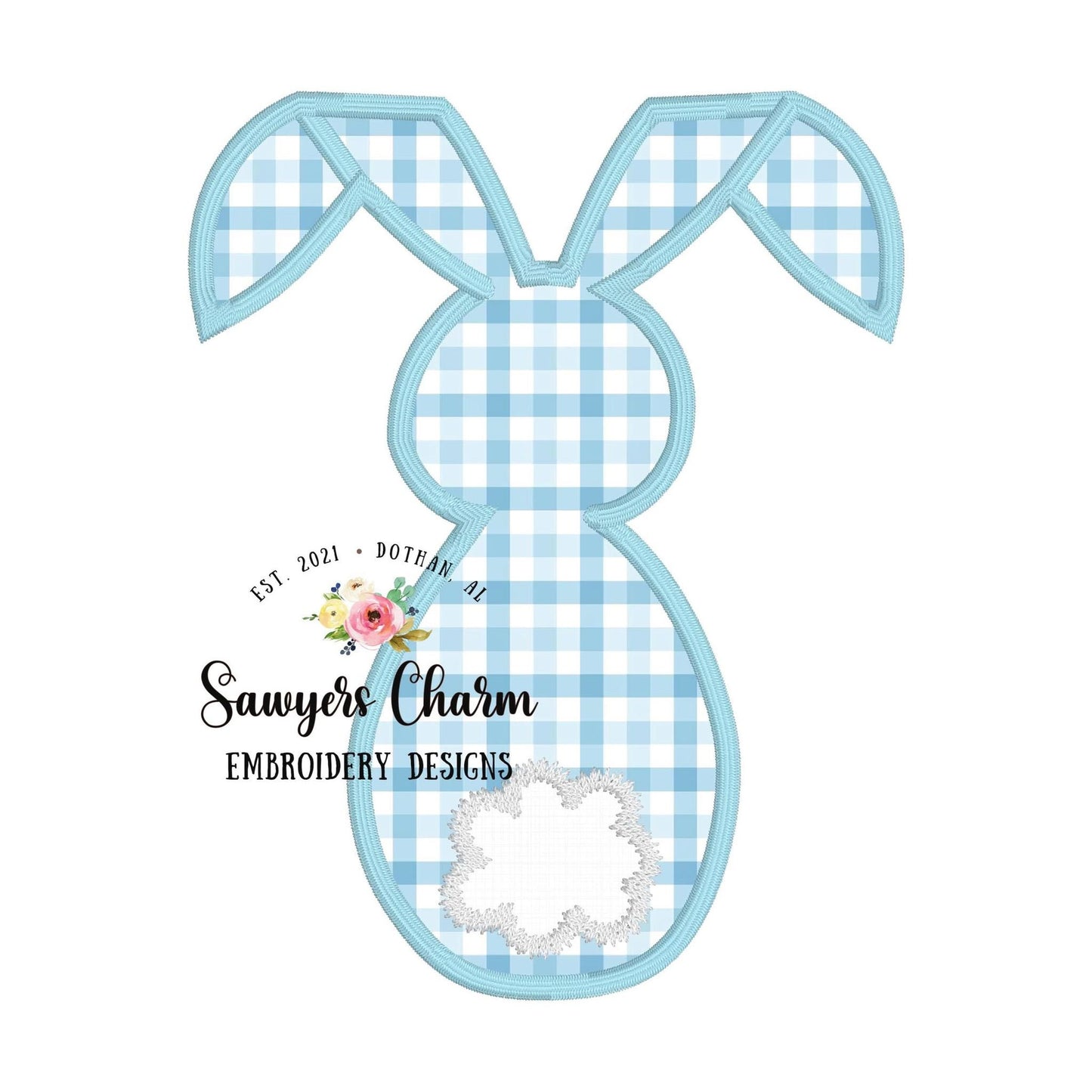 BUNDLE Easter bunny with & without bow satin stitch applique machine embroidery design file, Peter cottontail rabbit, floppy ear bunny tail